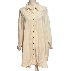 April Cornell Size XS S Stockholm Tunic Top Button Front Embroidered Cream